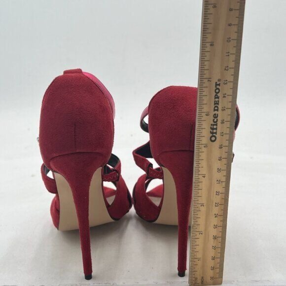 FSJ Wine Red Strappy Peep Toe Stiletto High Heel T Strap Summer Dress Sandal - Picture 5 of 8